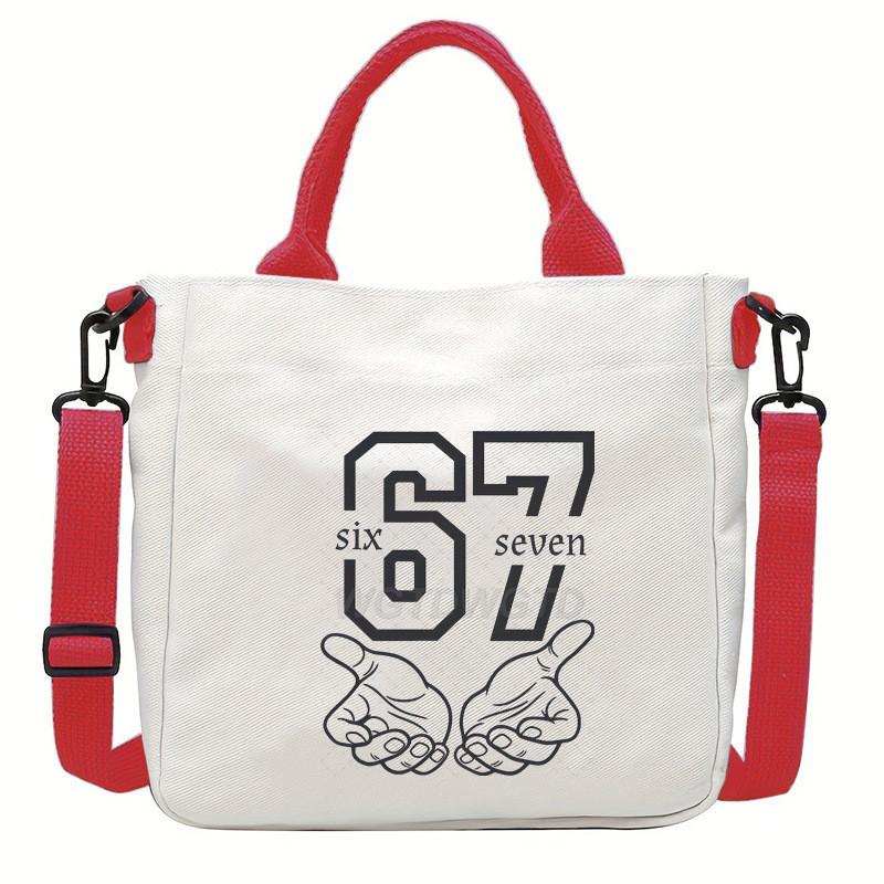 Steal a Brainrot 67 Printed Student Crossbody Bag Casual Canvas Shoulder Bags