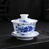 NEW Glazed Color Covered Large High Blue and White Porcelain Three Talents Japanese Style Bowl Tea Cup Manufactu
