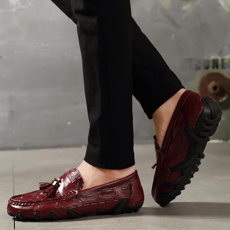 Bărbați, din piele naturală, pantofi de afaceri pentru bărbați, pantofi cu model de crocodil, mocasini de modă, pantofi confortabili pentru bărbați, pantofi casual