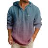 Men's Hooded T-shirt Gradient Color Cotton And Linen Men's Casual Long-sleeved Top
