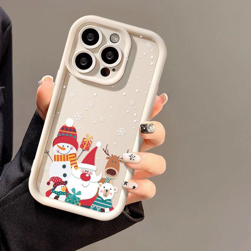 

Силиконовый чехол для телефона Merry Christmas Santa Claus Snowman для iPhone 16 15 14 13 12 11 Pro Max XS Max 8 7 Plus X XR SE3 SE, противоударный бампер, задняя крышка iPhone 15 Pro Max белый