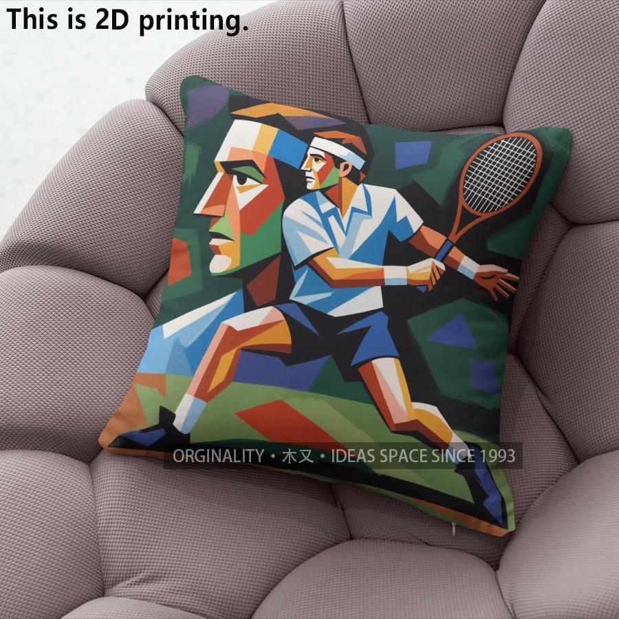 Housses de coussin décoratives Rétro Cubisme Joueur de Tennis Housse de Coussin Motif Convient pour Canapé Chambre Voiture 60x60cm