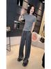 Women's Spring 2025 Slimming Striped Wide-Leg Pants with Elastic Waist and Drawstring