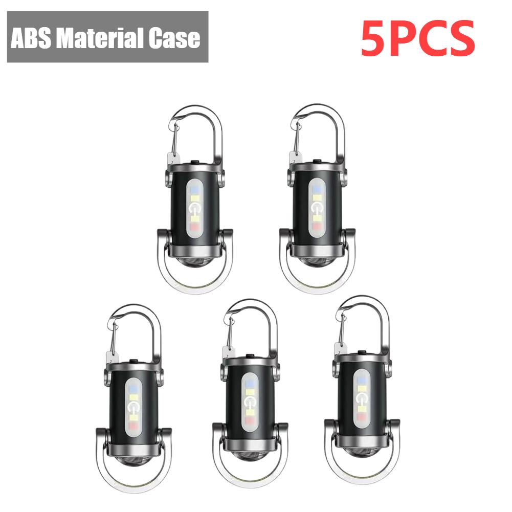 Mini COB Work Light Rechargeable LED Flashlight 7 Modes Emergency Keychain Light Waterproof Keyring Camping Hiking Pocket Lamp