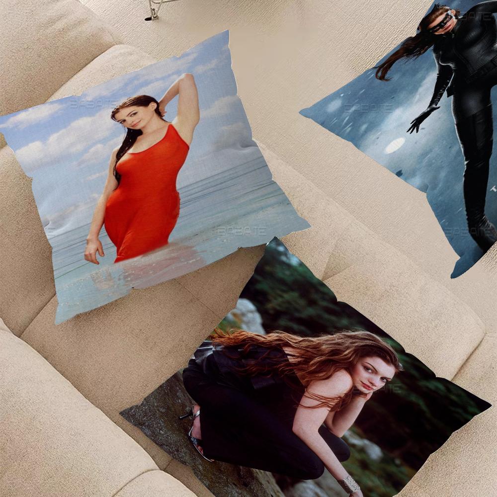 A-anne H-hathaway Pillow Gift Home Office Decoration Bedroom Sofa Car Cushion Cover Case 45x45