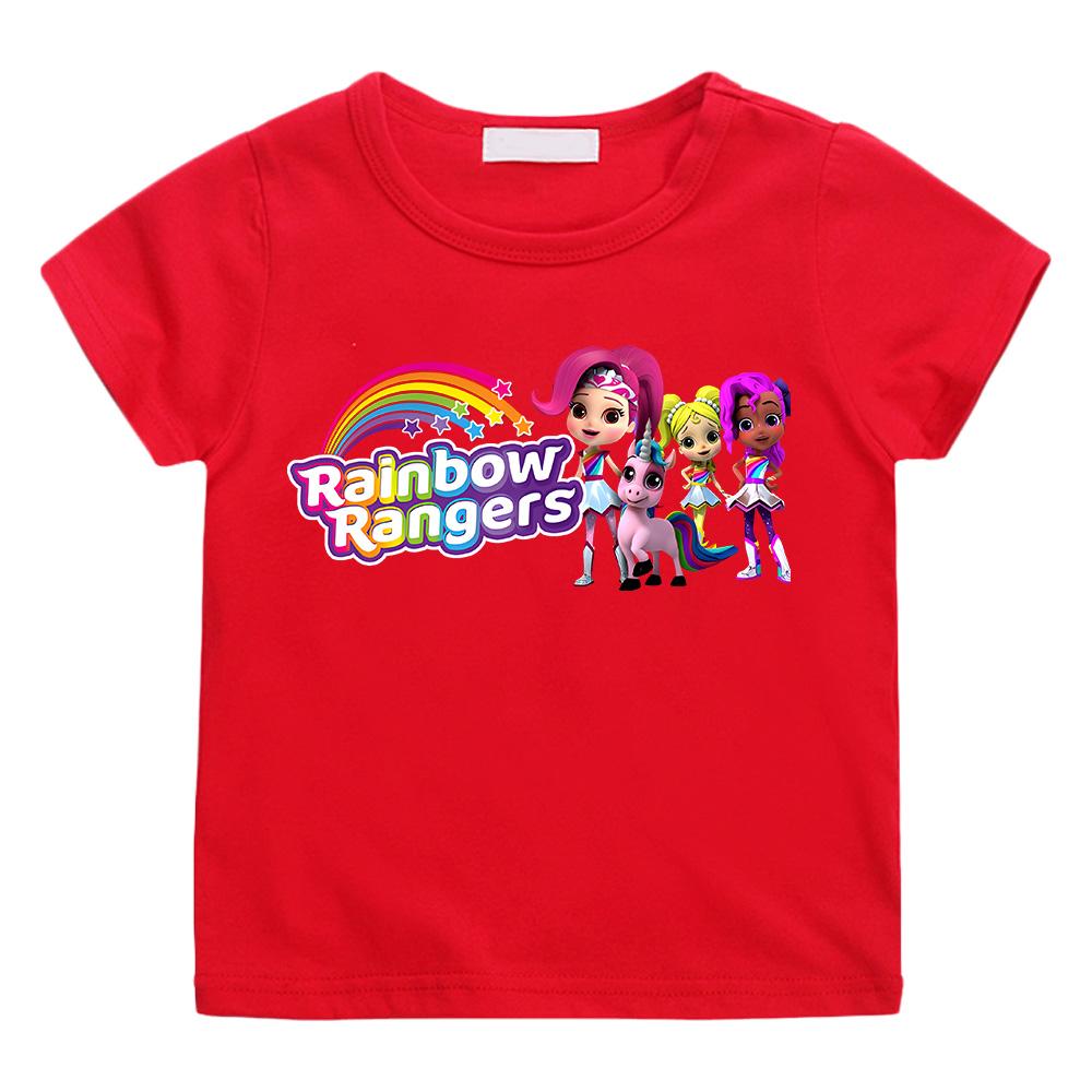 Rainbow Rangers Cartoon Cotton T-shirts Funny Cute Baby Girls Clothes Summer Short Sleeve Children T Shirt New Sweet Design Tops