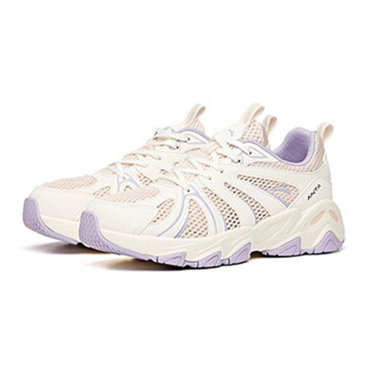 Anta Youth  Lingzhao Mesh Shock Absorbing Non-Slip Wear-Resistant Breathable Low-Top Running Shoes Kids sneaker White Pink A332128811-5