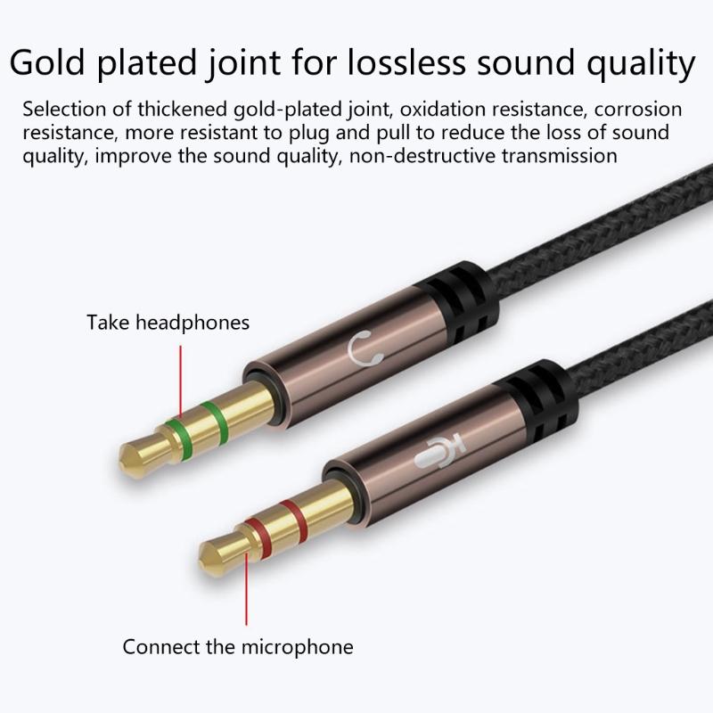 Universal Audio Wire Gold Plate Plugs Mobile Headset Becomes Computer Headset Adapters Headset Audio-Extend Cable