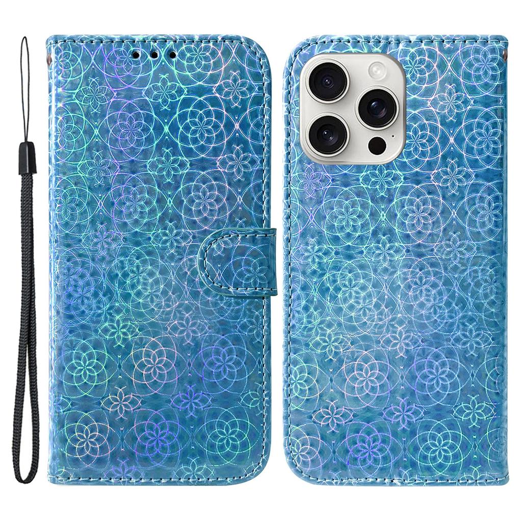 For iPhone 16 Pro Max Case Dazzling Flower Anti-Drop Leather Phone Cover