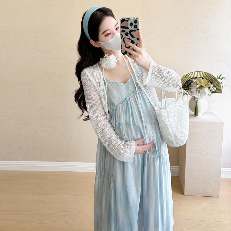 2026 Summer Sun Protection Loose Sling Maternity Dress M