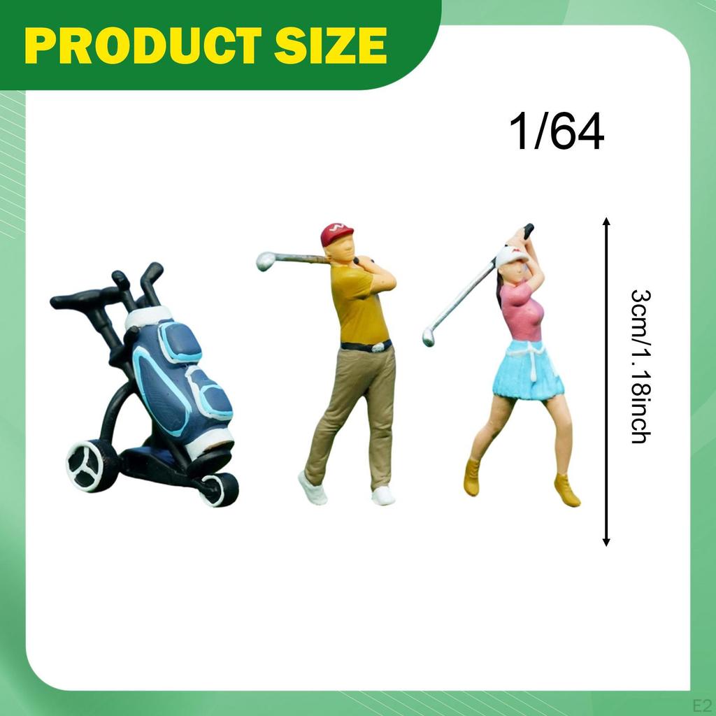 1/64 Figure Model Kit Diorama Scenery Man Woman Golfer Train Railway Micro Landscape Accessories