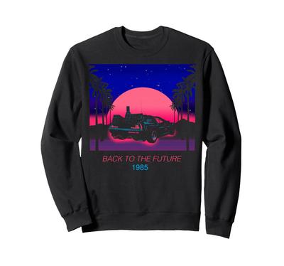 Back To the Future 1985 Neon DeLorean Sunset Sweatshirt