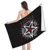 Black Baphomet Leviathan Print Bath Towel Devil Satanic Microfiber Super Absorbent Bath Towel for Travel Swimming Sports Beach