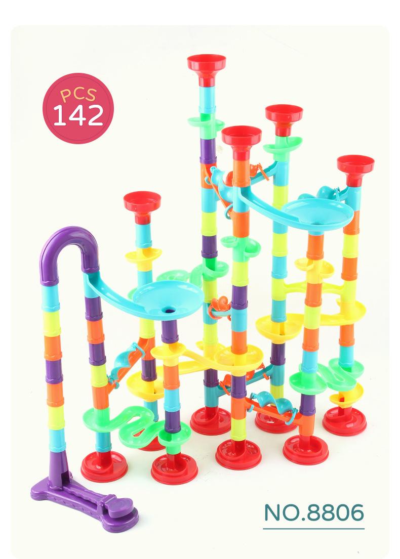 BAUSATZ Bau Murmelbahn Rennstrecke Bausteine Kinder 3D Labyrinth Ball Roll Spielzeug Weihnachtsgeschenk 45/93/113/142 Stück Set