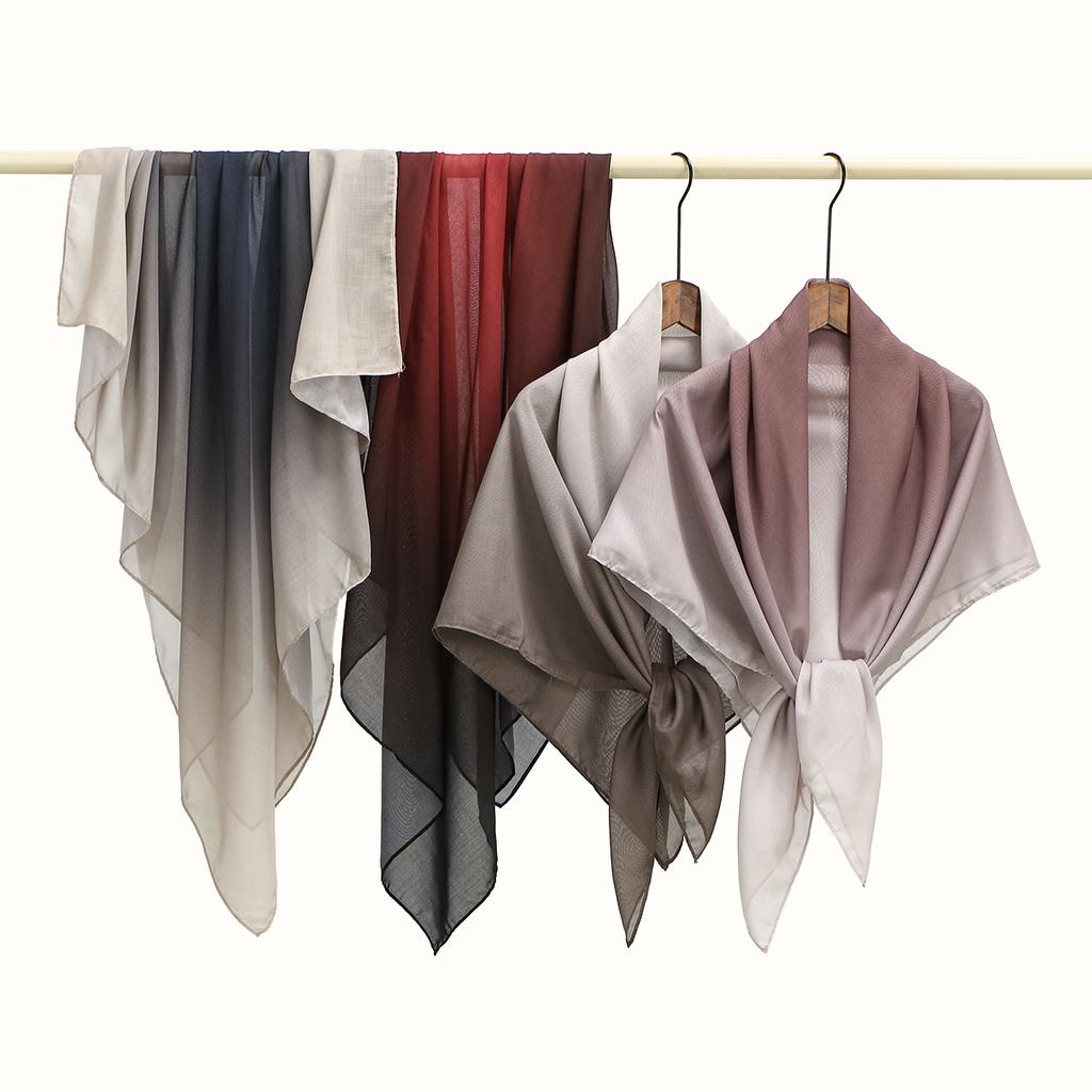 110*110Cm Gradient Color Square Scarf Women Muslim Hijab Turban Headscarf Shawls Head Wrap Scarves Islamic Sjaal Bandanas