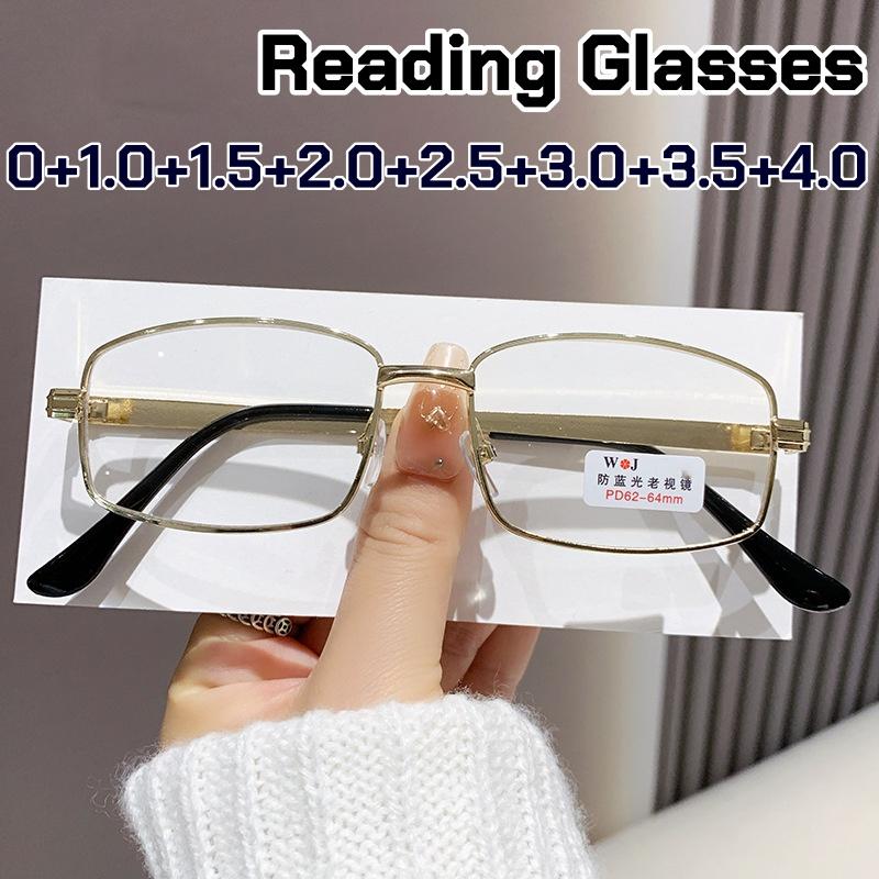 New High-end Metal Framed Reading Glasses Women Luxury Designer  Presbyopia Glasses Men Anti Blue Light Farsighted Eyeglasses