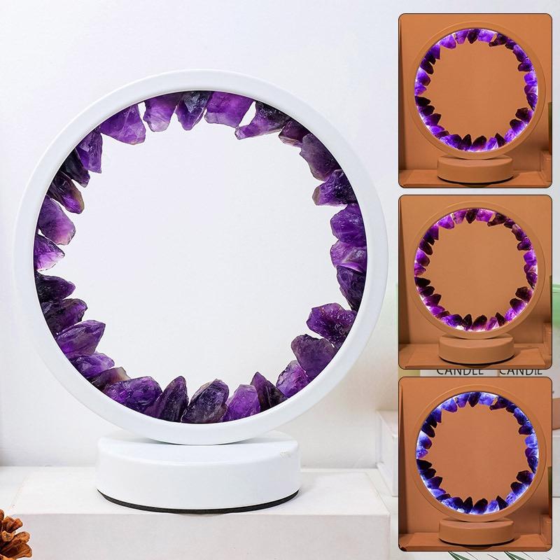 Natural Amethyst Crystal Lamp USB LED 3 Color Dimmable No Flicker Night Light StrongHorse Luxury Home Decor Artistic Gift