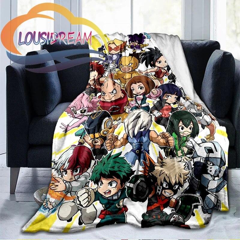 My Hero Academia Nadýchaná vlněná deka Flanel Hřejivost Měkká plyšová pohovka Throw čtvercová deka Tourist