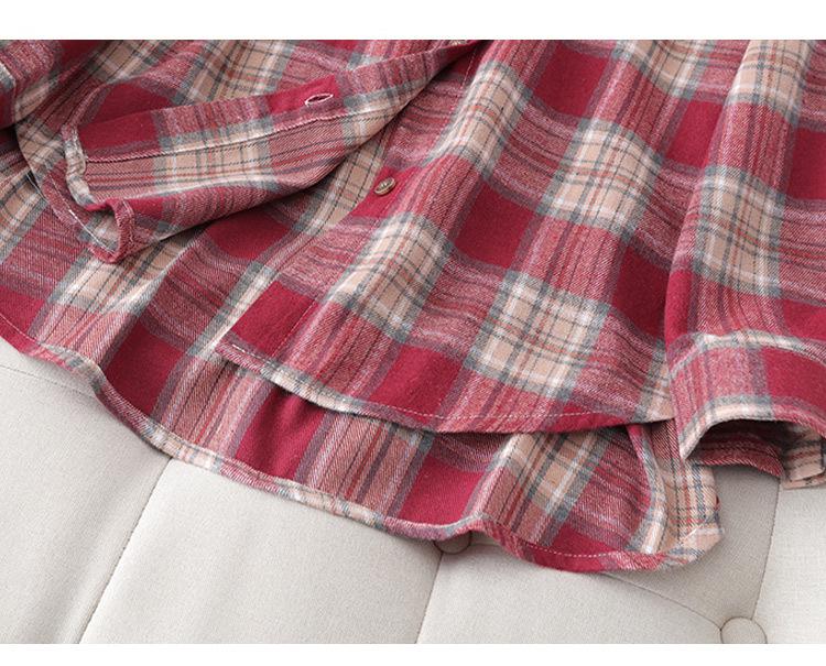 Women's Brushed Plaid Shirt, 2026 Spring Retro Hong Kong Style, Versatile Long Sleeve Plus Size, 200 Jin.