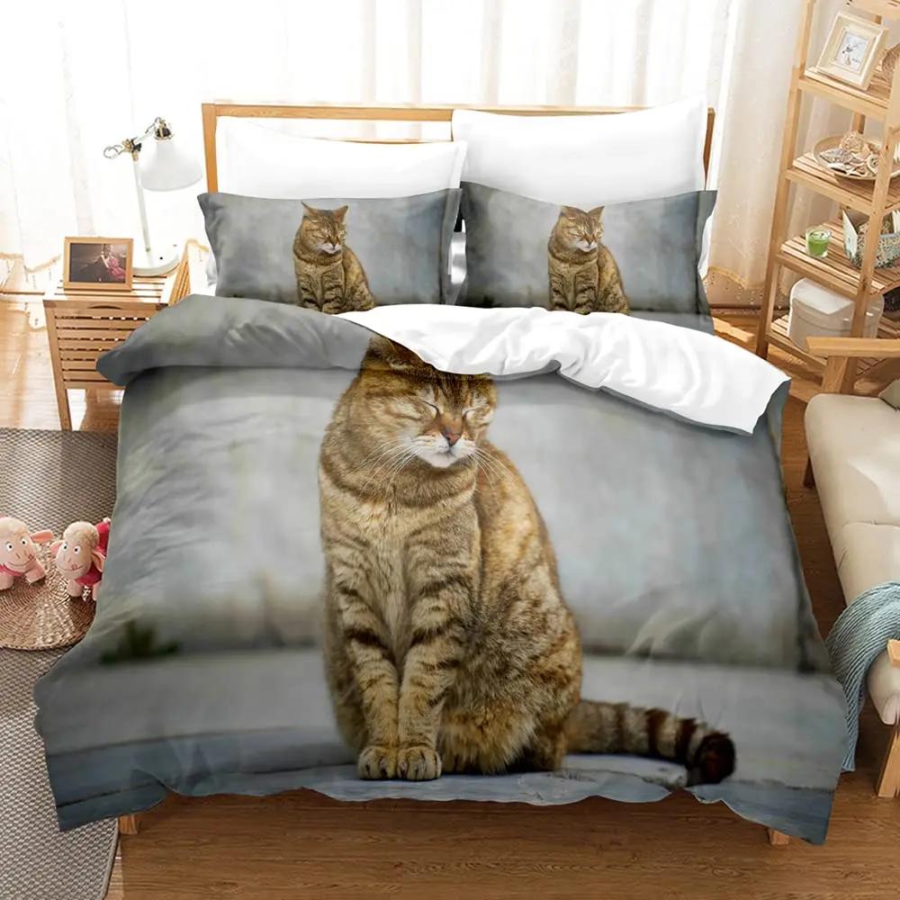 Cat Duvet Cover Set Lovely Animal Bedding Multiple Colour Bed Sets 2/3/PCS Quilt Covers/Pillowcases Twin/Full/Queen/King Size