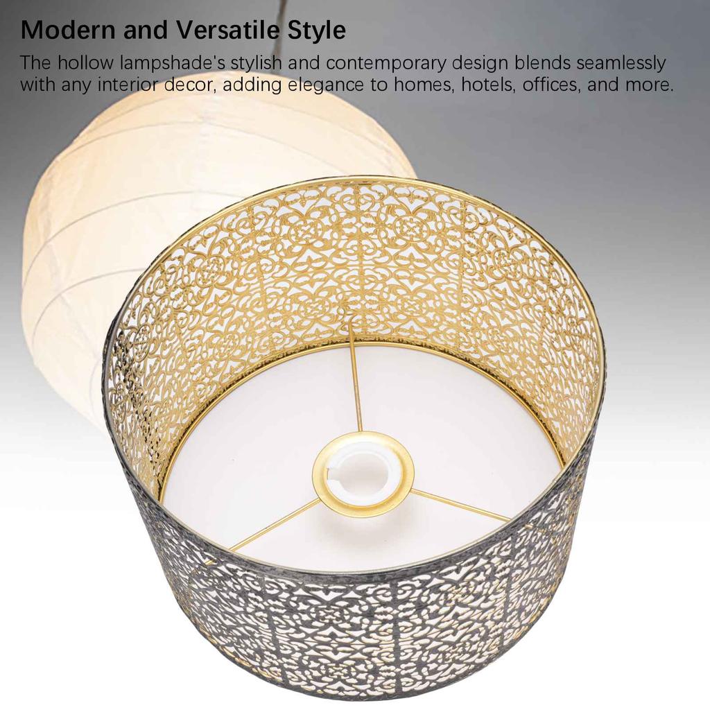 Metal Lampshade E14 E27 Iron Hollow Out Modern Decorative Cylinder Lamp Shade for Table Wall Ceiling Lamp Black and Gold