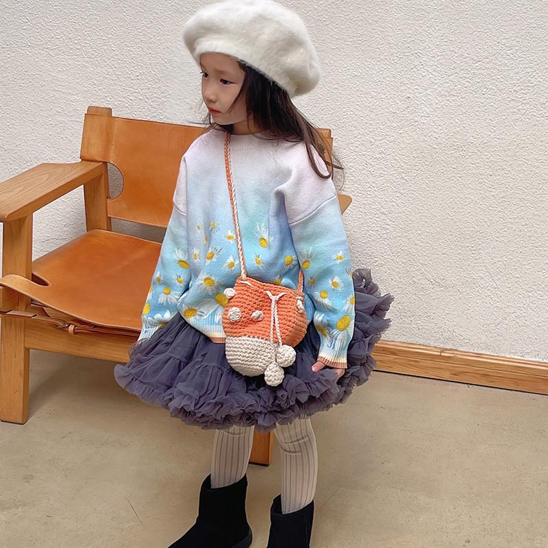 Adorable Fashionable Mushroom Knit Crochet Bag For Kids In Orange Red And Brown Colors