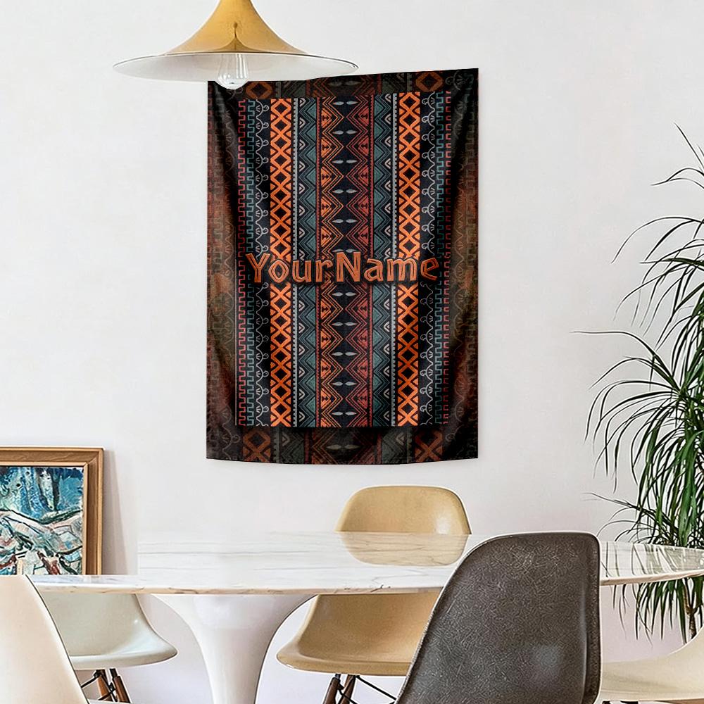 Ethnic Tribal Patterns Custom Your Name Wall Decor Tapestry Art For Pet Memorial Birthdaywedding Party Backdrop Family Gift