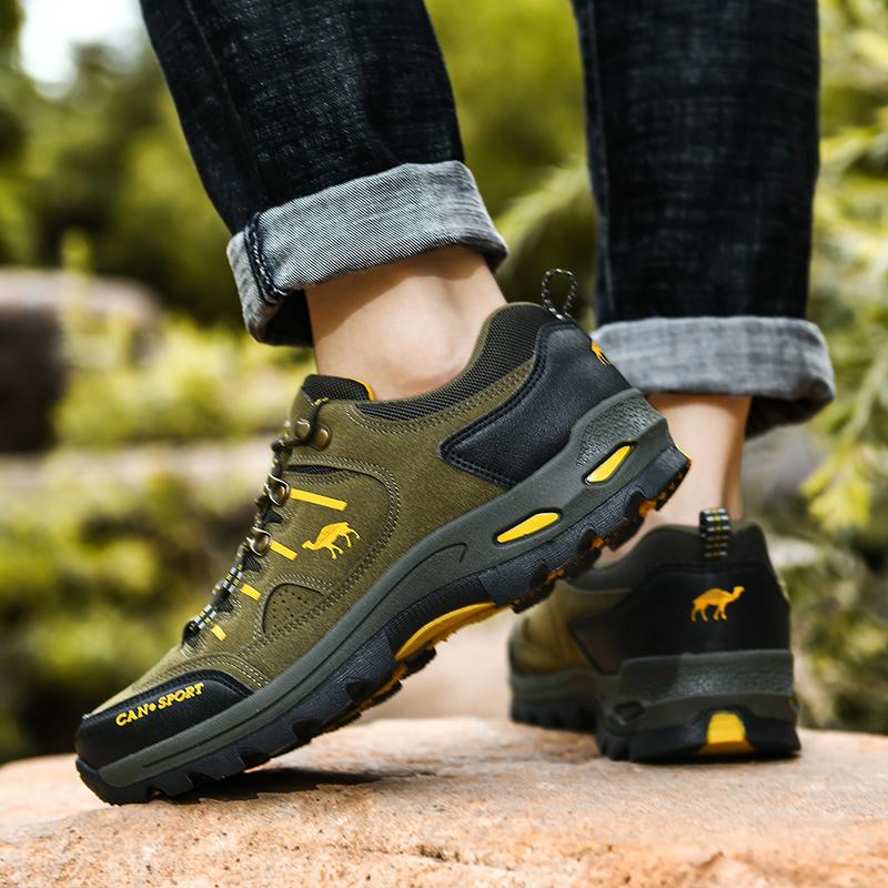 Outdoor Green Men's Hiking Boots Comfortable Non-Slip Climbing Shoes Men Sneakers Plus Size 45 Breathable Trekking Shoes For Men