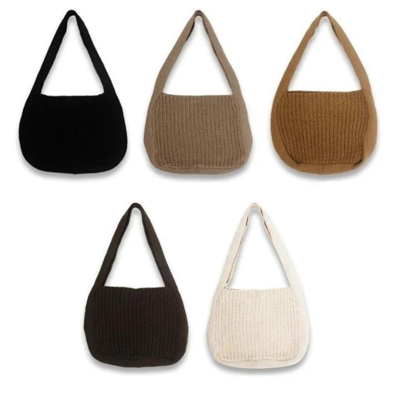 Women's Lightweight Knit Underarm Shoulder Bag Soft Knitted French Tote Casual Daily Handbag Trendy Shoulder Purse