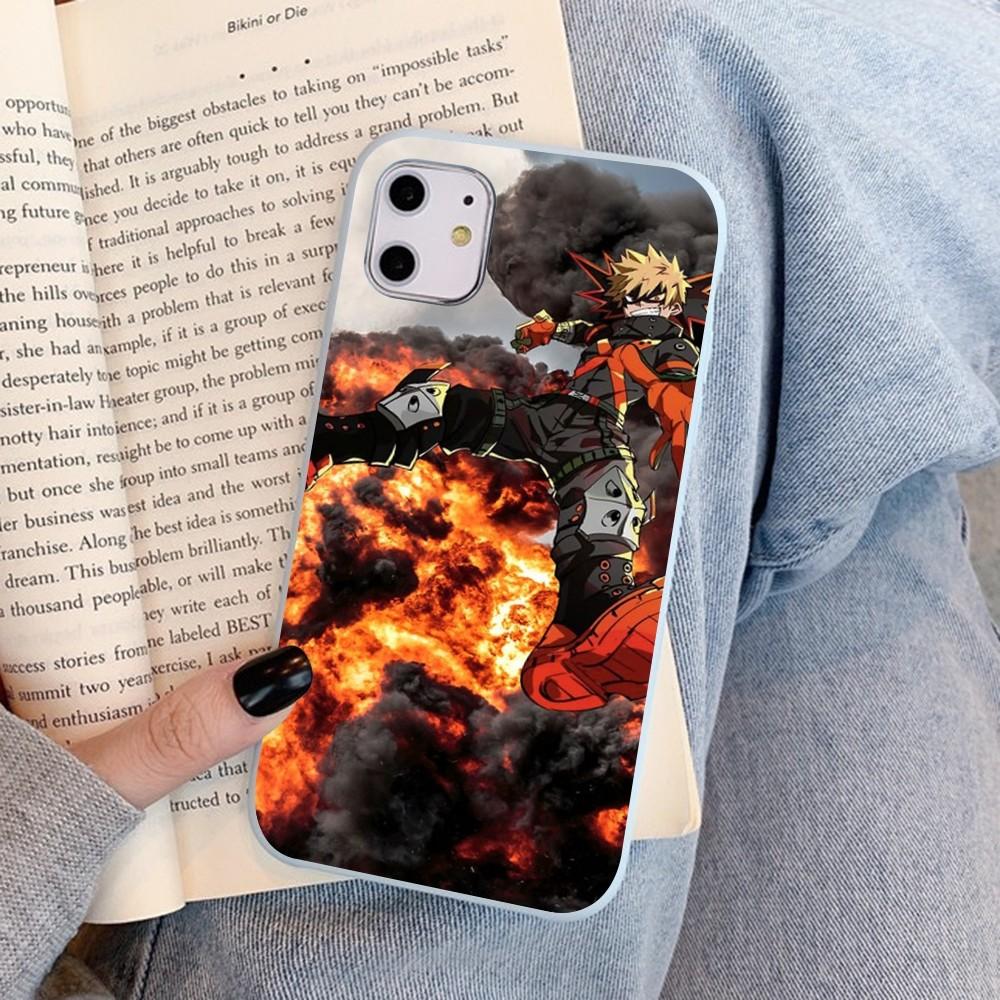Cartoon B-Bakugo K-Katsuki Phone Case For IPhone 14 11 12 13 Mini Pro Xs Max 8 7 6 6S Plus X XR Solid Candy Color Case
