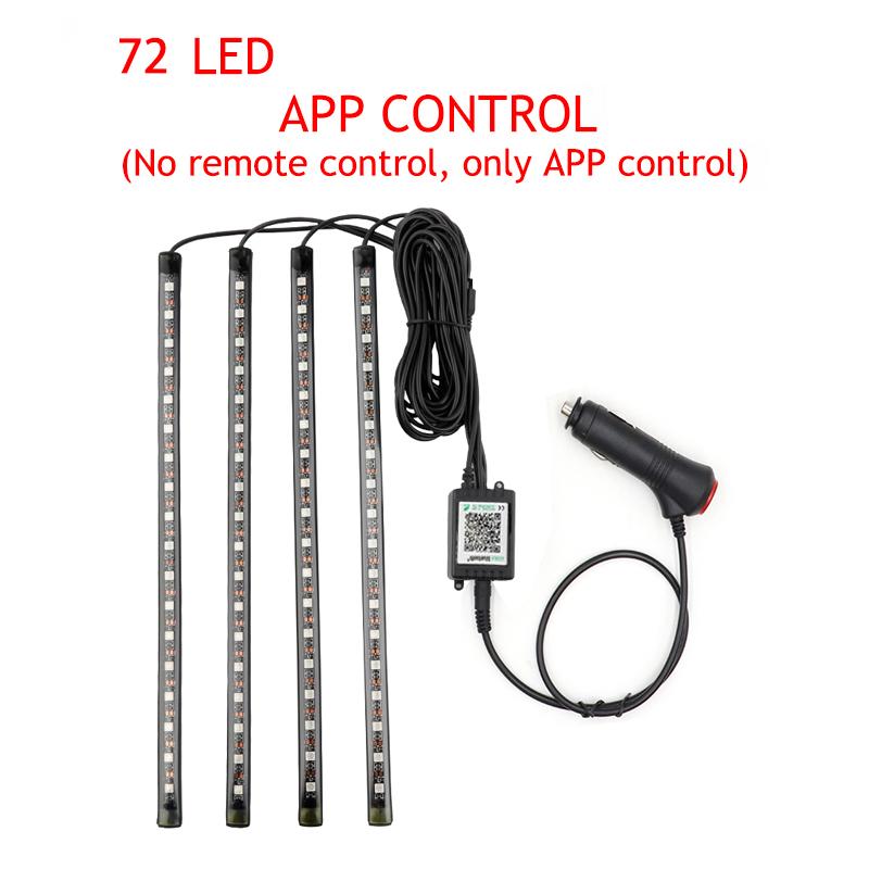 LED Car Foot Light Ambient Lamp With USB Wireless Remote Music Control Multiple Modes Automotive Interior Decorative Lights