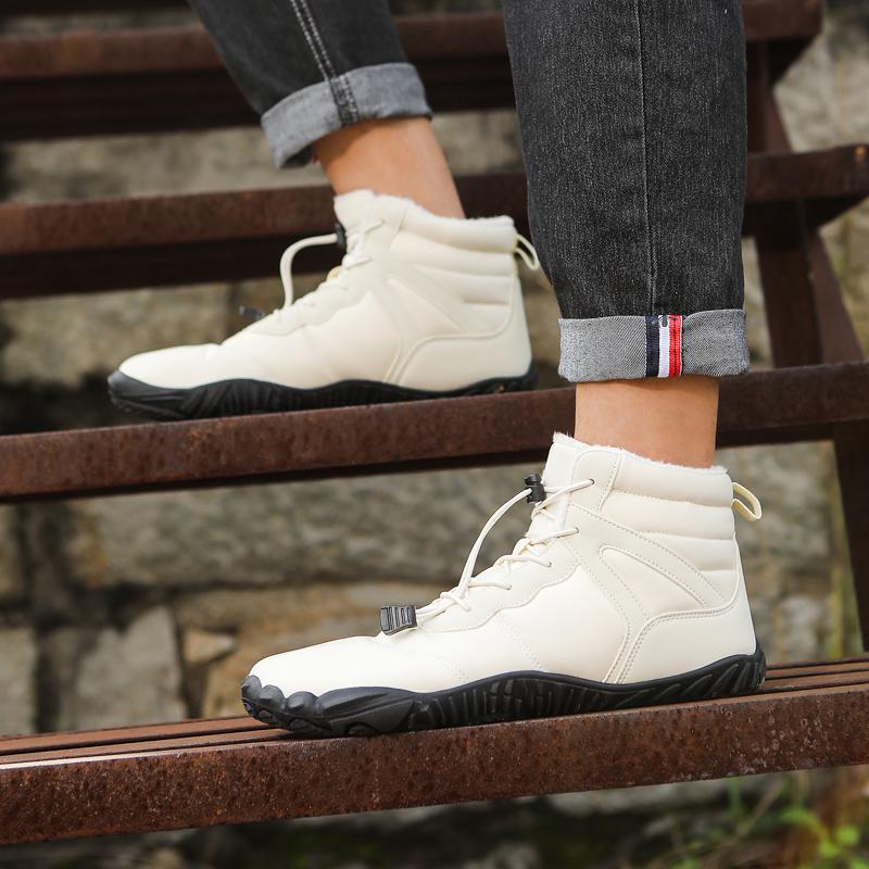 Men High-top Cotton Shoes Unisex Winter Plush Snow Boots Non-slip Women Outdoor Hiking Sneakers Wear-resistant Casual Walking Shoes