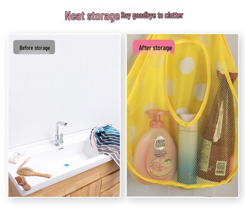 Children's Bathroom Toy and Sundry Storage Mesh Bag with Suction Cups