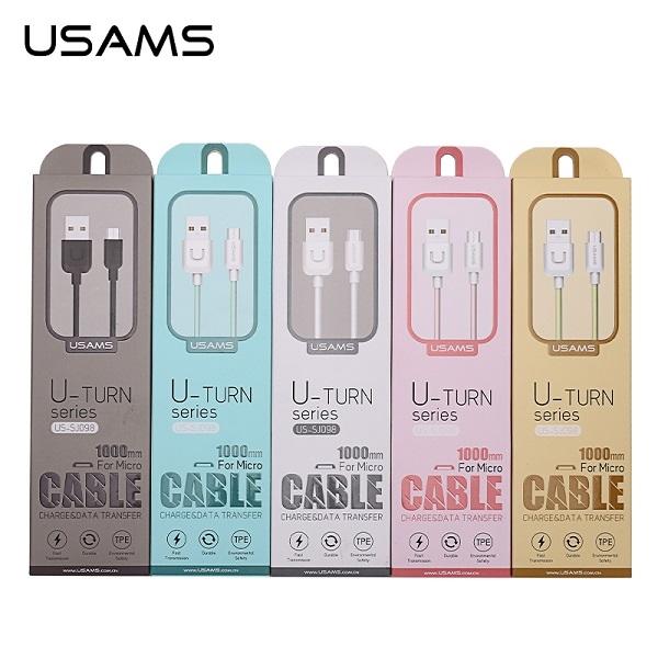 USAMS U-Turn microUSB cable 1mblack/black 2A MICUSBXD01 (US-SJ098)