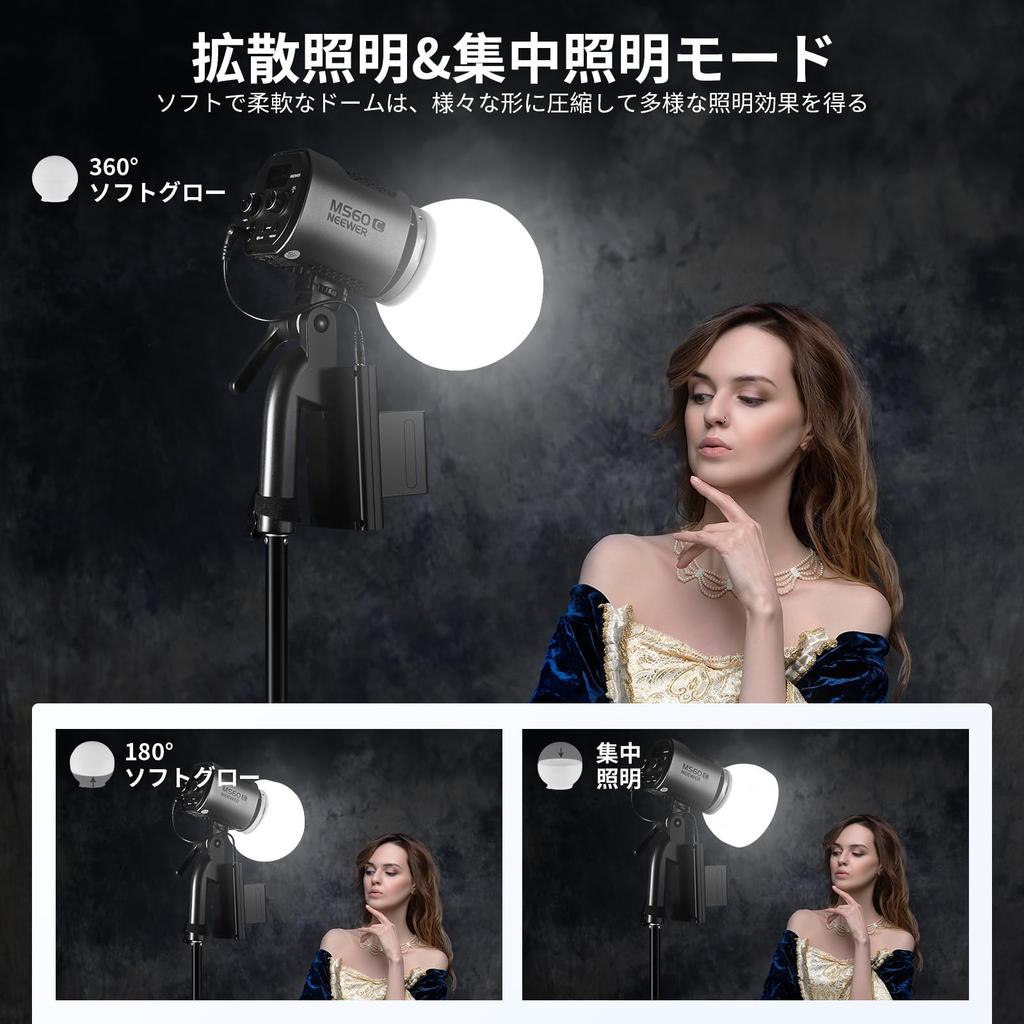 NEEWER Softbox Diffusion Dome Diffusion Dome Kit with 3 Adapters Strobe Body Diffuser Compatible with Godox NEEWER Z1 Z2 Round Head Square Head