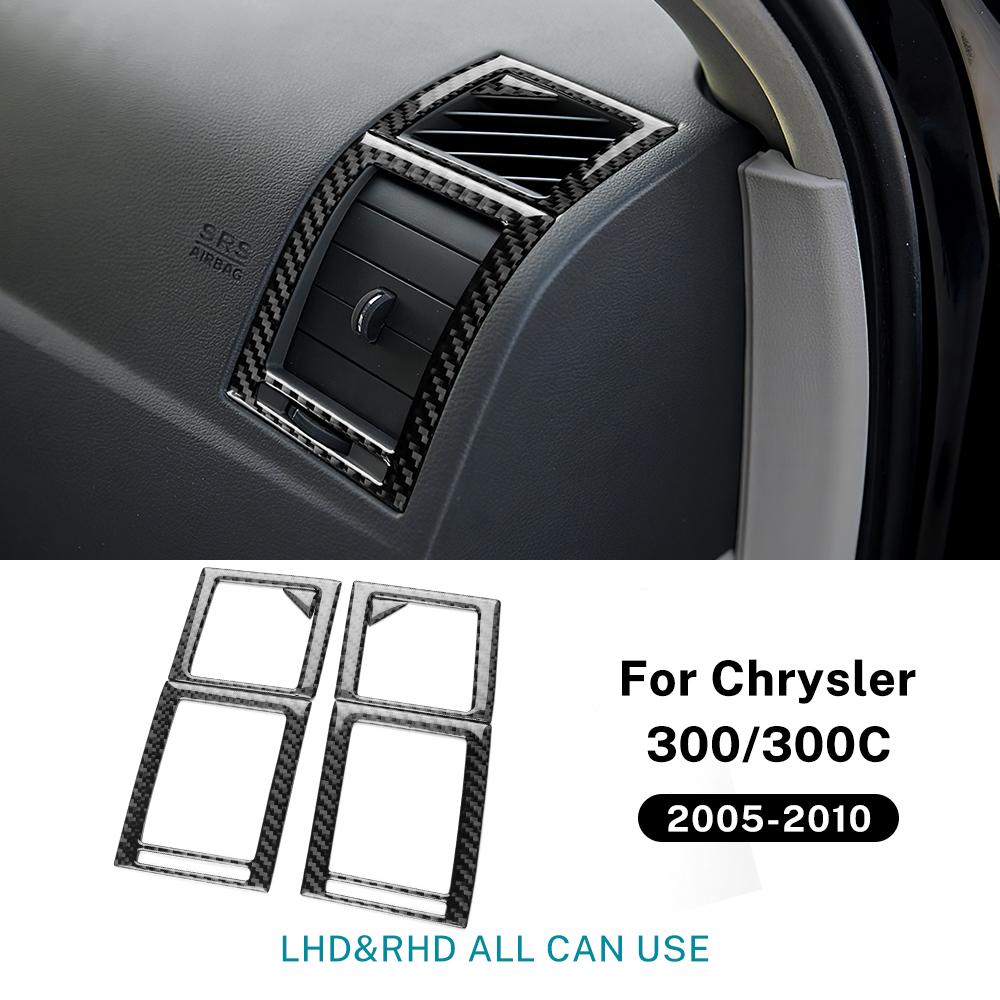 Real Soft Carbon Fiber Sticker For Chrysler 300 300C 2005 2006 2007 2008 2009 2010 Car Air Outlet Vent Interior Accessories