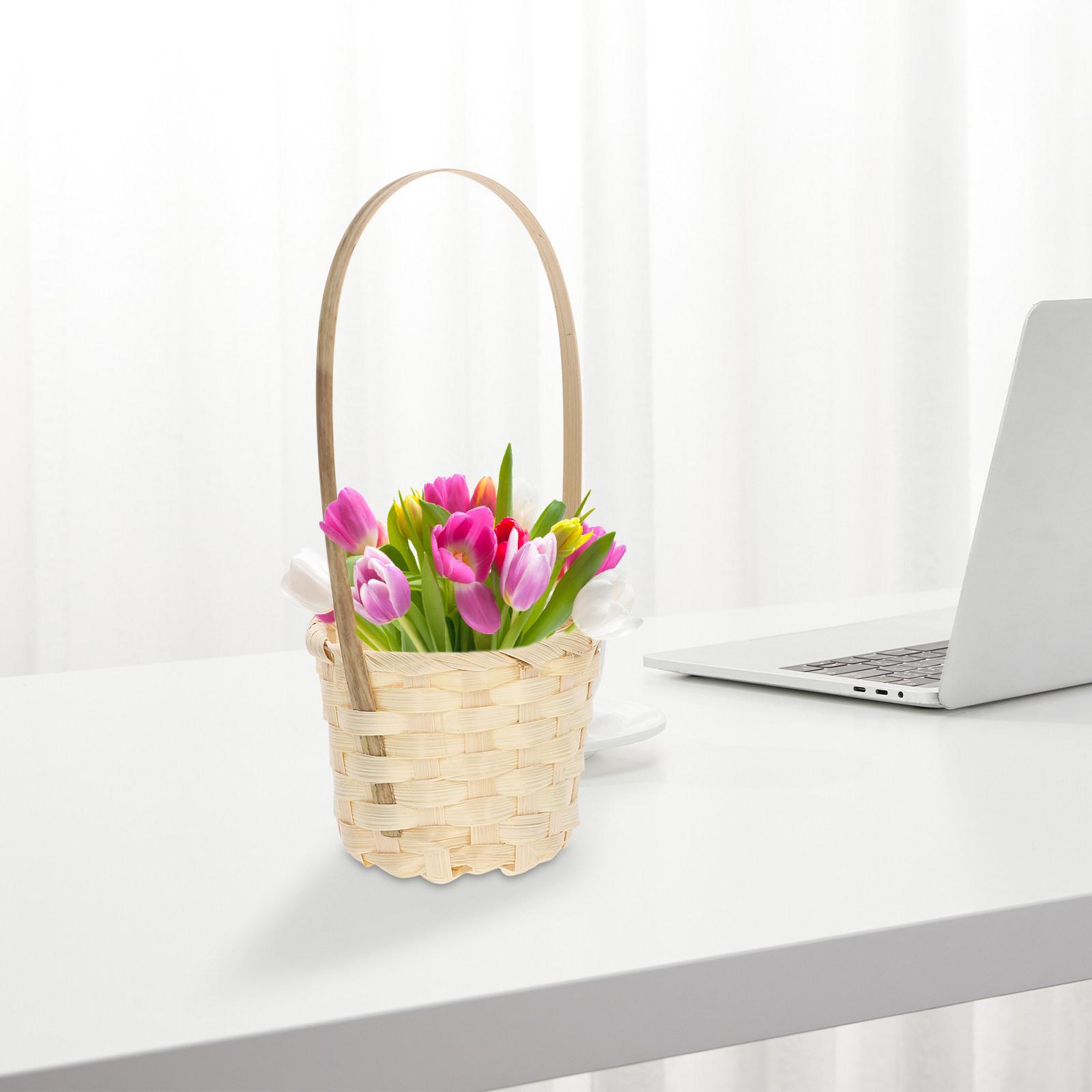 8Pcs Decorative Woven Basket Versatile Mini Storage Basket for Flowers Gifts Picnic Farmhouse Style Modern Rustic Interior 8X20CM