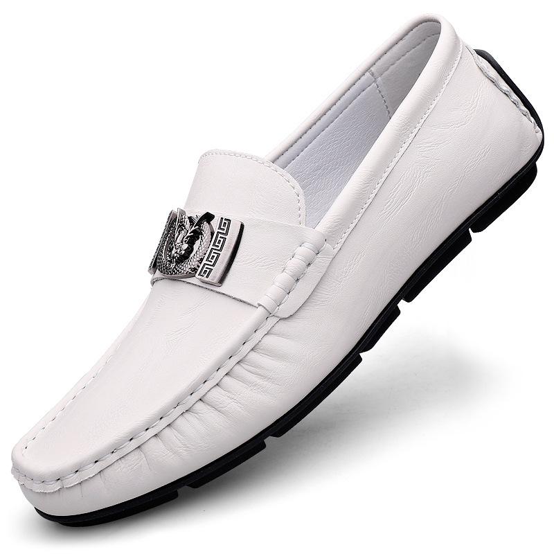 Men s Genuine Leather British Style Loafers - Breathable Slip-on Soft Sole Casual Shoes 43