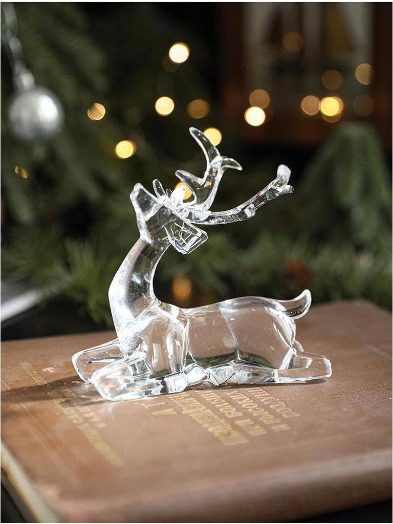 Transparent Acrylic Ice Crystal Reindeer Ornament - American Snow Scene Christmas Decoration