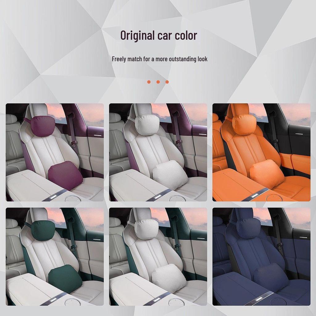YU7 Headrest and Lumbar Support: Leather Memory Foam Neck Pillow and Lumbar Pad