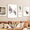 Snow Mountain Deer Squirrel Sheep Pine Leaf Road Wall Art Canvas Painting Posters And Prints Wall Pictures For Living Room Decor