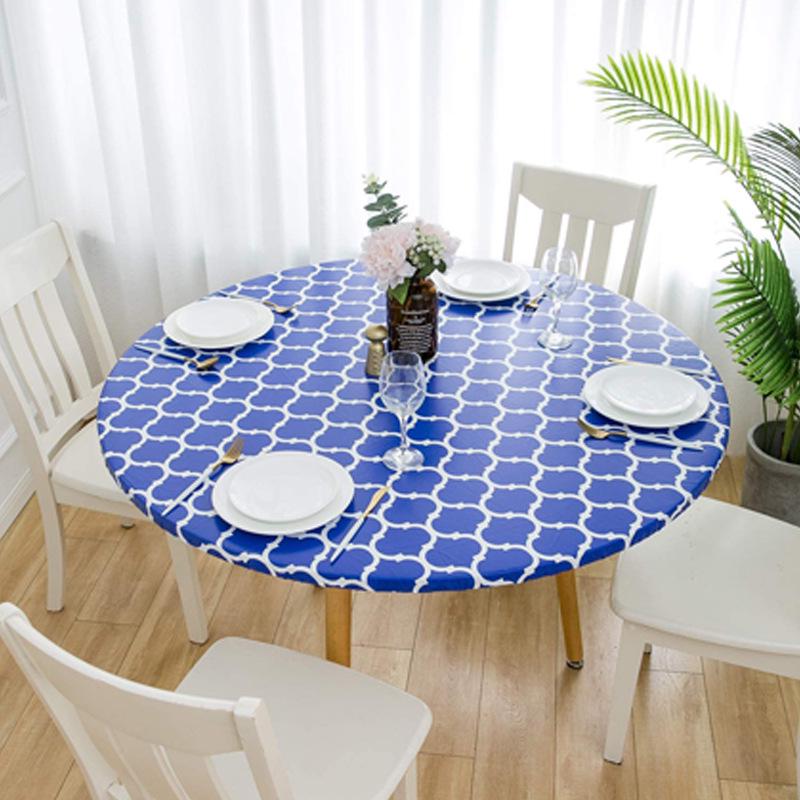 PEVA Elastic Round Moroccan Table Cover - Nordic Minimalist Flannel Stretch for Outdoor Patio