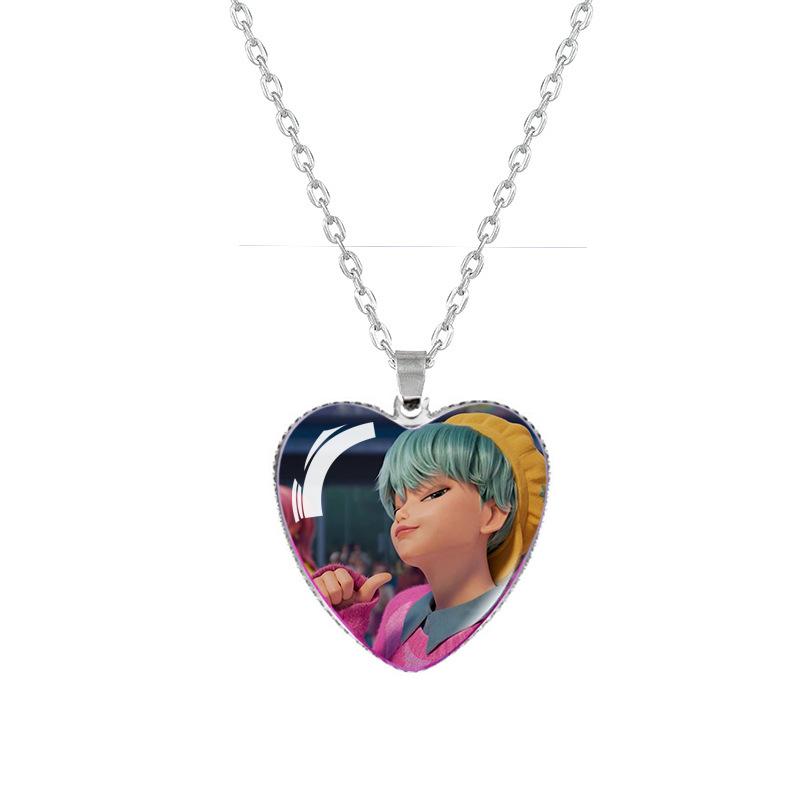 Anime K-pop Demon Heart Shape Pendant Necklace Cartoon Character Idol Jewelry Gifts