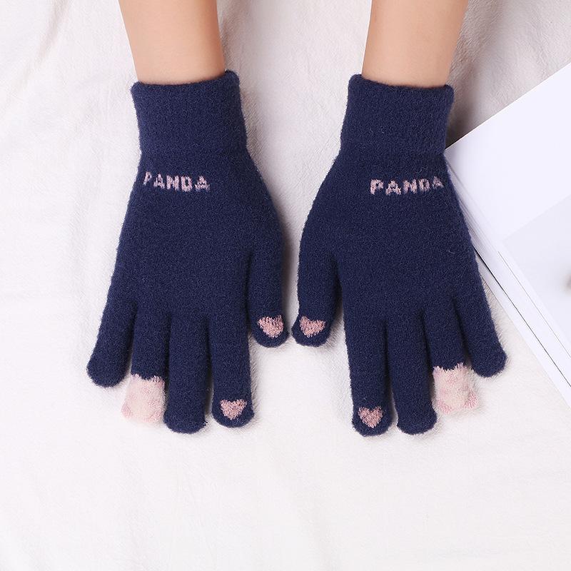 New knitted cartoon gloves plush cold-proof gloves women's winter warm plush thickened student gloves