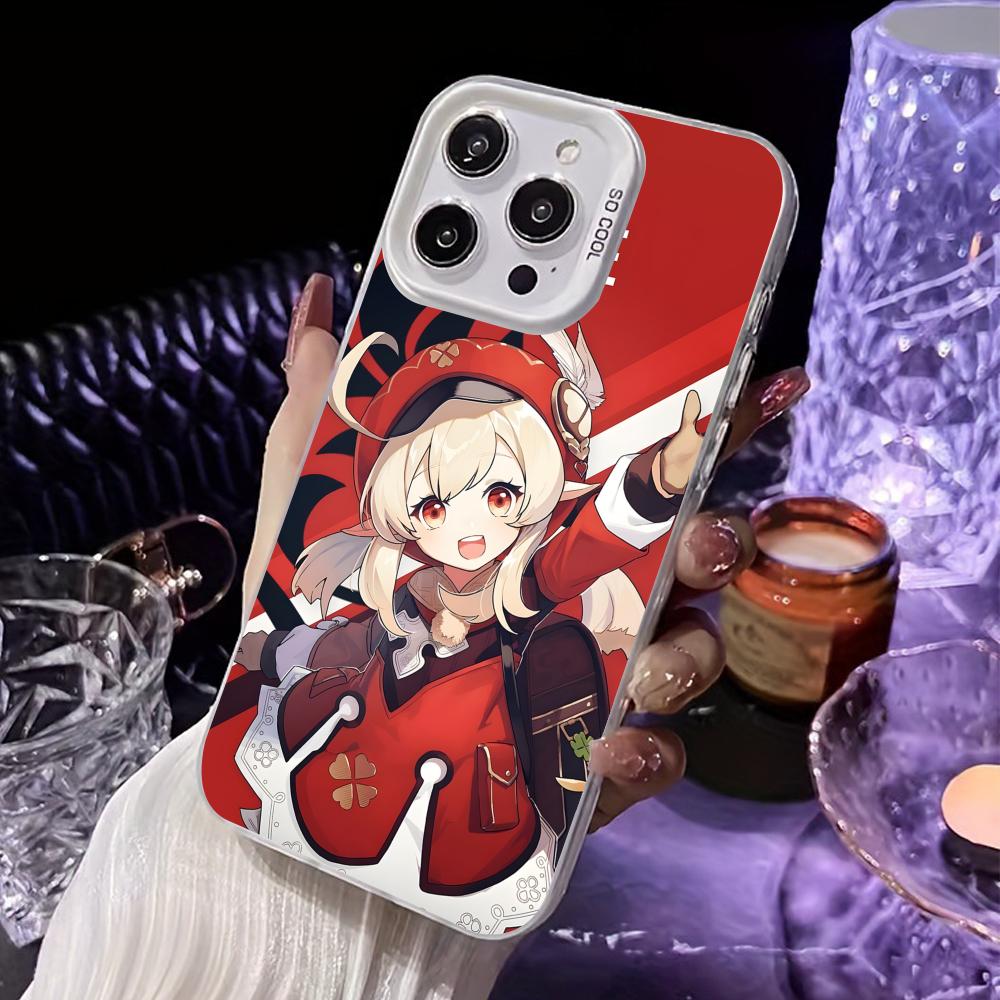 Game GI Klee Mobile Phone Case for iPhone 17 16 15 14 13 12 11 X XR XS 8 7 Air Pro Max Plus White Translucent Colorful Cover