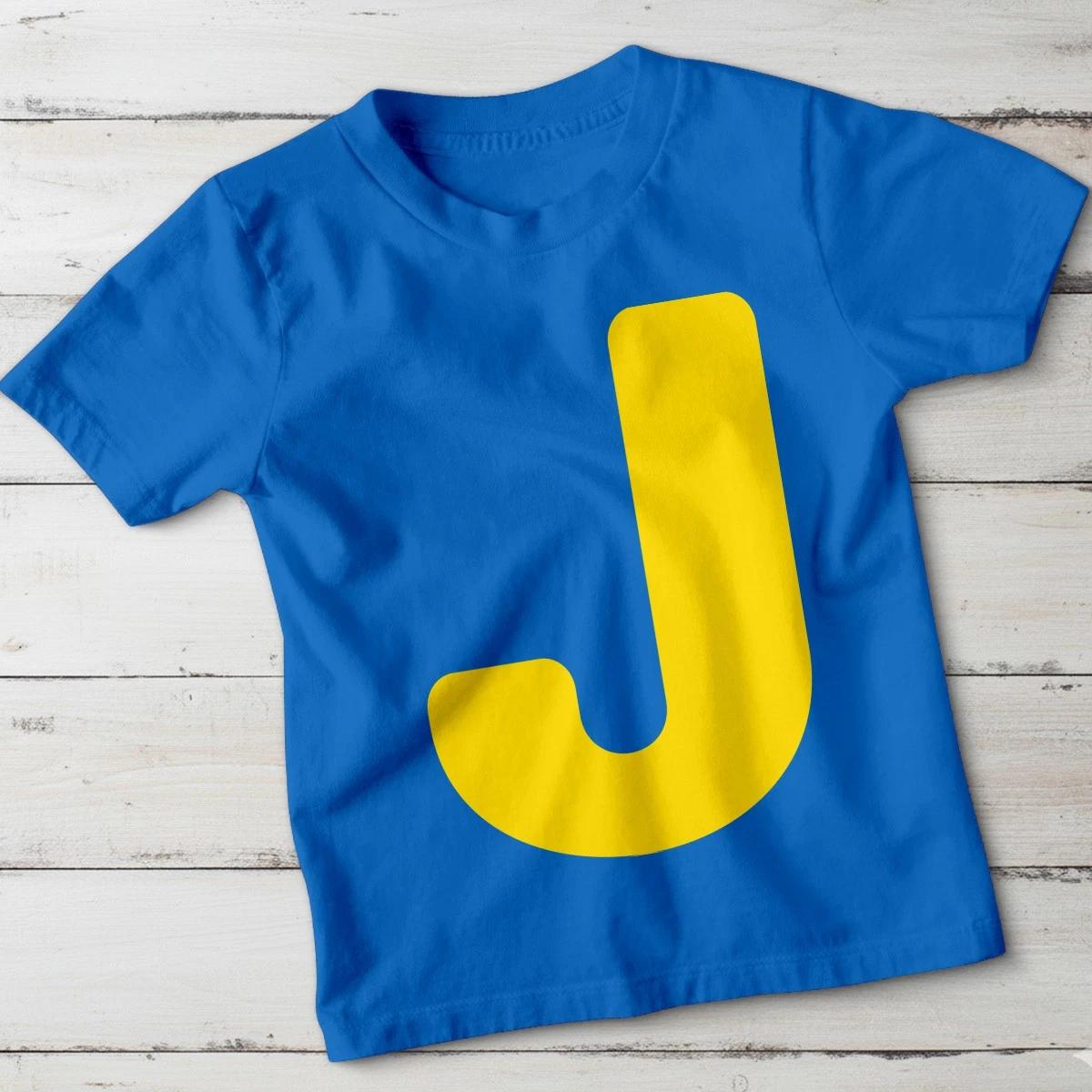 J Letter J Alphabet Unisex Kids T-Shirt Initial Monogram Tee 100