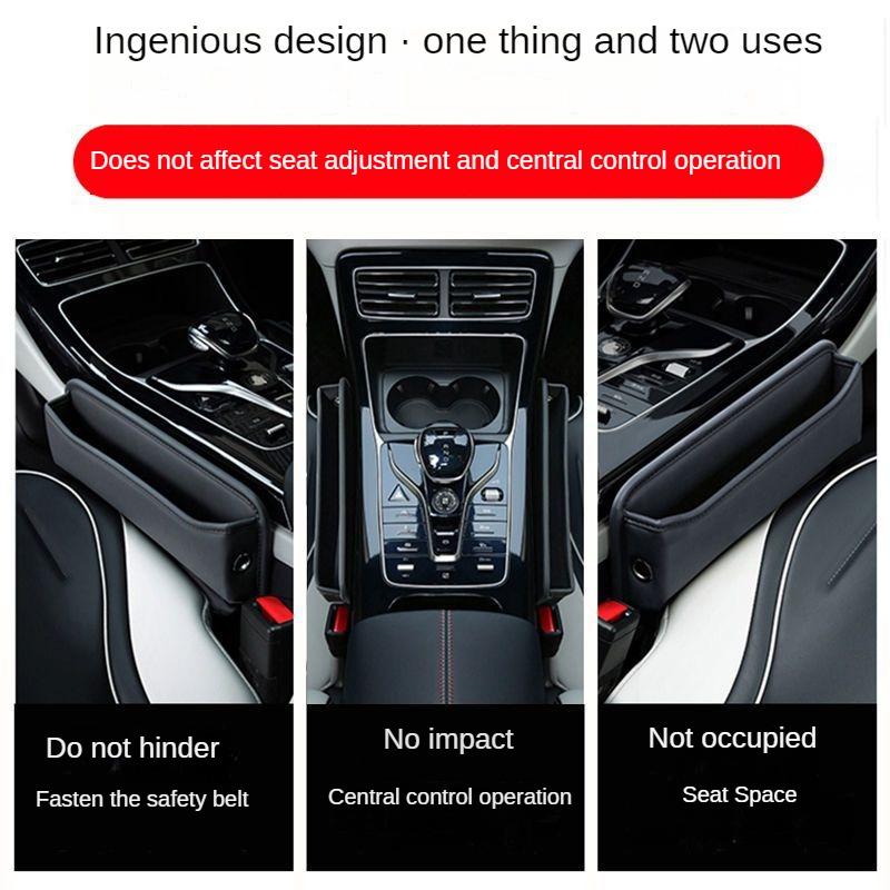 Car Seat Crevice Storage Box Leather Material Car Storage Bag Universal Car Seat Gap Organizer Box Car Accessories Interior