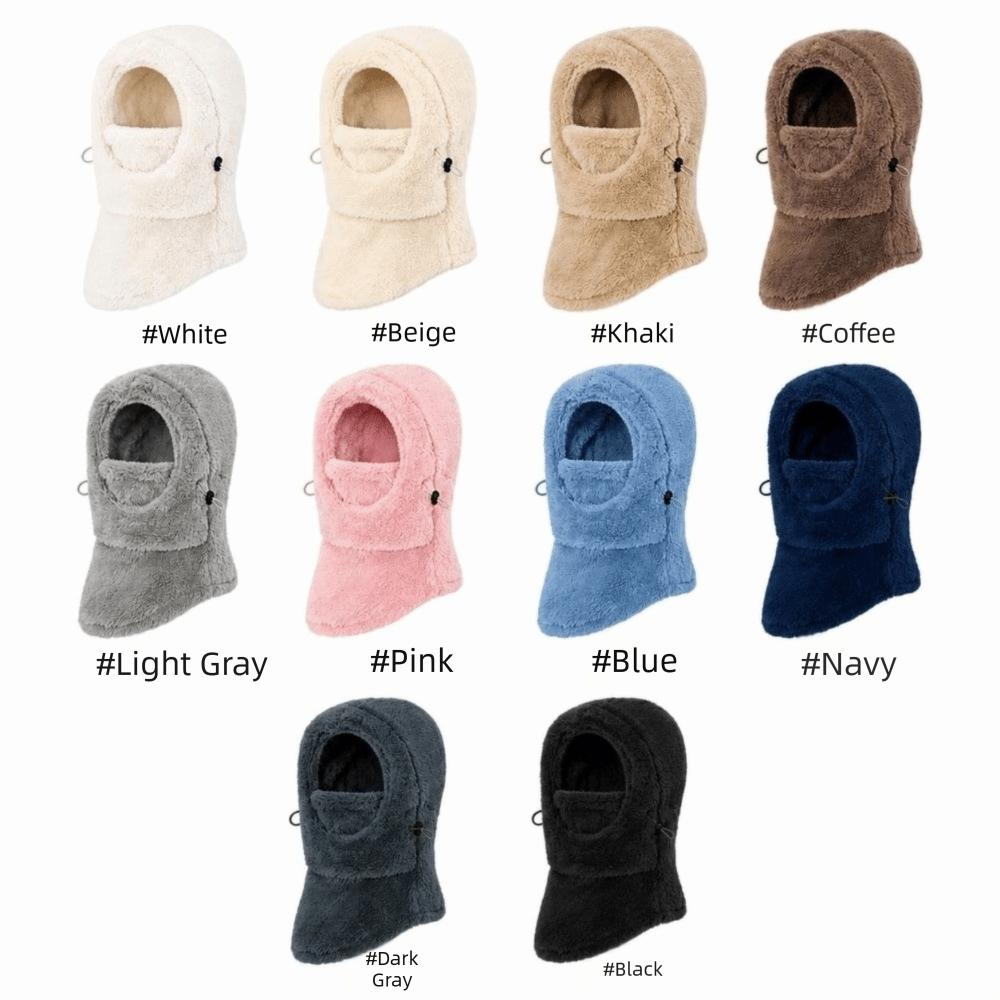 Solid Color Full Face Mask Hat Windproof Winter Hood Hat Cute Ear Protection Cap  Men Women