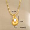 Stainless Steel Gold-Plated Pearl Necklace Fashion Elliptical Square Geometric Necklaces Temperament Collarbone Chain Jewelry