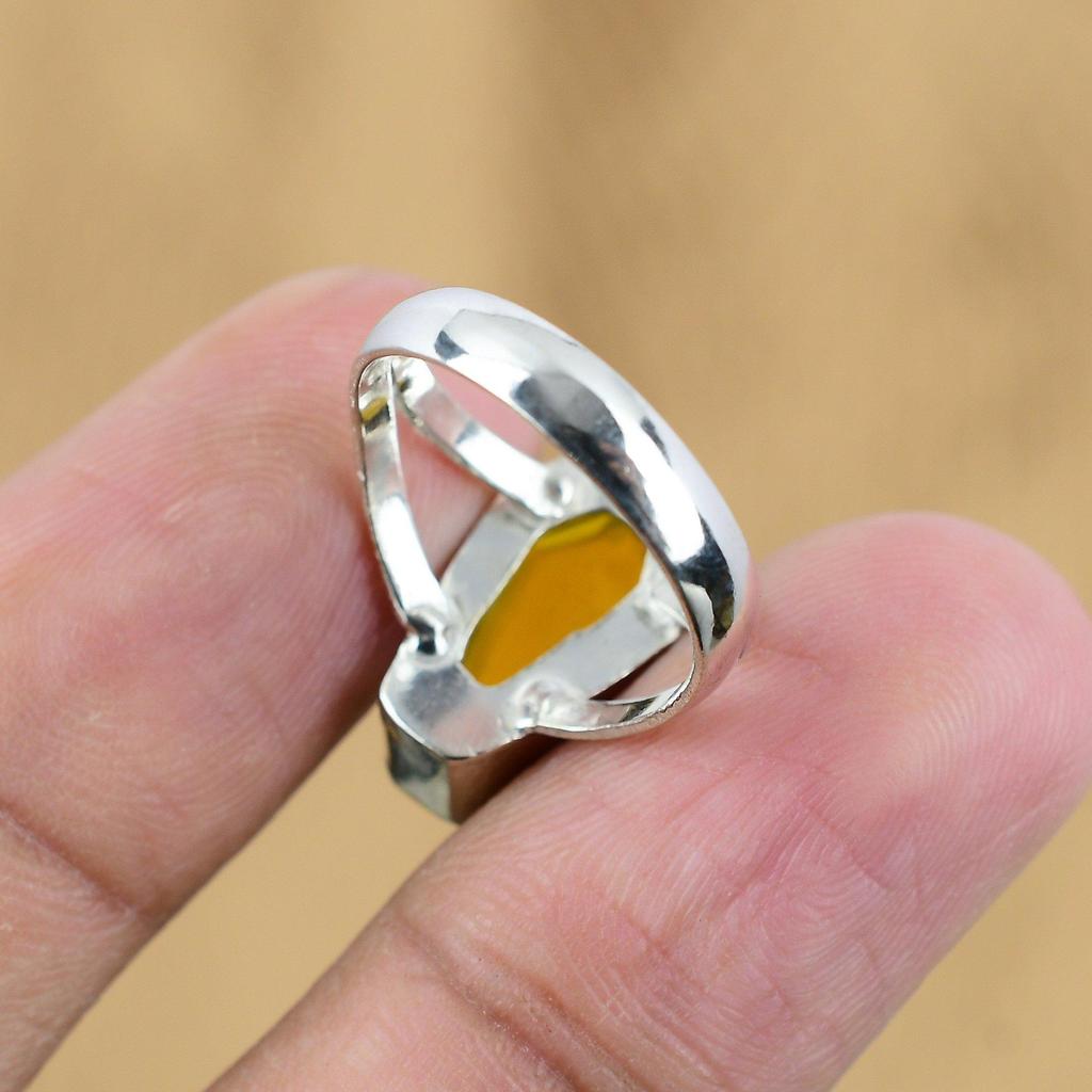 Gift For Women Promise Coffin Ring Size 7.75 925 Silver Natural Citrine Gemstone